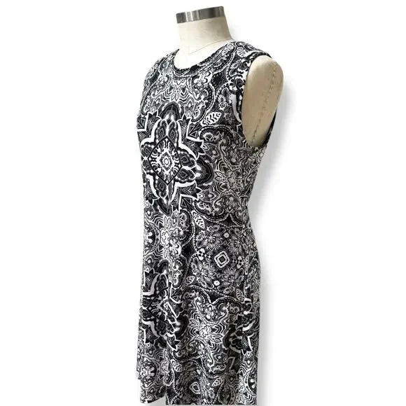 Karen Kane A Line Knit Dress Womens M Black White Beach Summer Casual Lined Boho - Picture 2 of 7